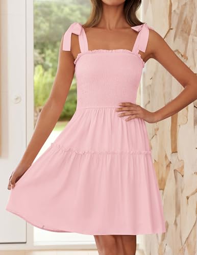 ZESICA Womens Summer Spaghetti Strap Sleeveless Mini Dress - color: Pink, size: Medium