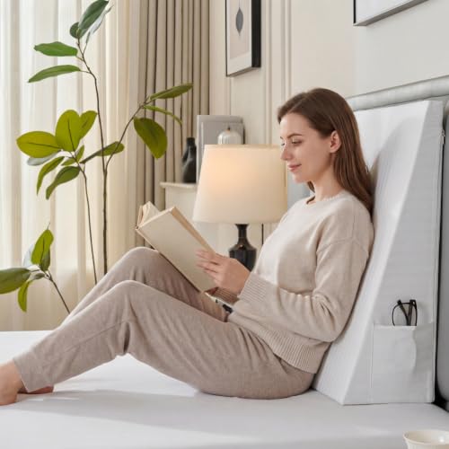 Precoco 100% Cotton Bed Wedge Pillow Cover Case 24x24x8 with Pockets - size: 24x24x8