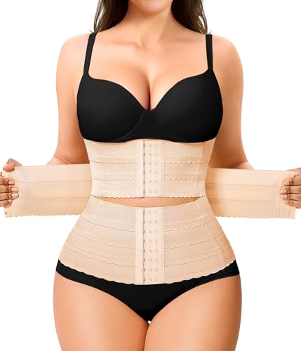 Nebility Waist Trainer for Women Corset Shapewear Tummy Control Segmented Waist Cincher Workout Girdle - color: Beige, size: XX-Large