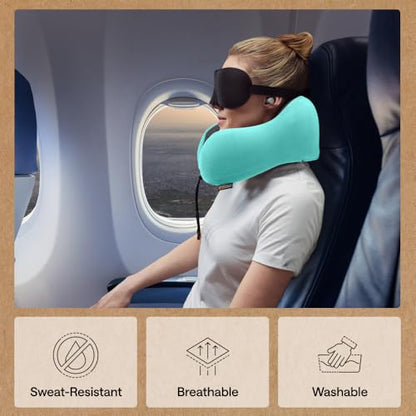 GORILLA GRIP Travel Neck Pillow for Airplanes, Travel Essentials, Turquoise - color: Turquoise