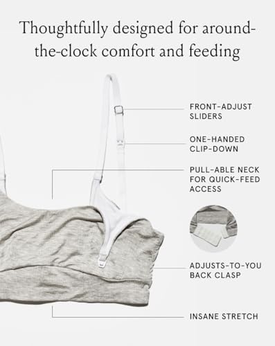 Bodily Everything Wireless Nursing & Maternity Bra with Clip Down Access - color: Grey Marl, size: X-Large