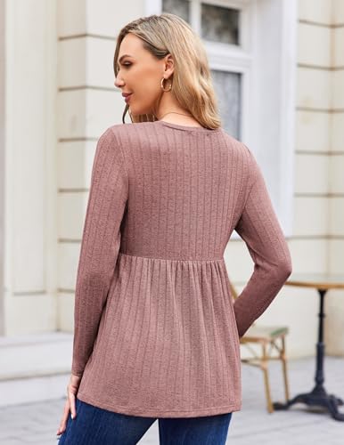 Maternity Shirts Dressy Long Sleeve Pregnancy Fall Tops Work Blouses - color: Blush Pink, size: Small