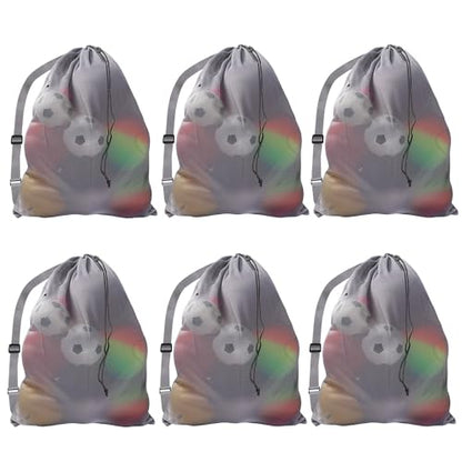 GSE Mesh Sports Drawstring Bag, Shoulder Strap, X-Large, 24"x36"/30"x40" - color: Grey, style: 30"x40" - 6-pack