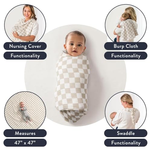 Itzy Ritzy Breastfeeding Boss Multi-Use Baby Wrap & Cover (Checkerboard) - color: Checkerboard, size: 47" x 47"