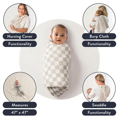 Itzy Ritzy Breastfeeding Boss Multi-Use Baby Wrap & Cover (Checkerboard) - color: Checkerboard, size: 47" x 47"