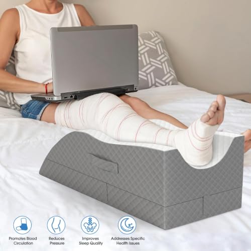 TranquilRelax Leg Elevation Pillows for After Surgery, Wedge Pillow, Grey - color: Grey, size: Single Leg