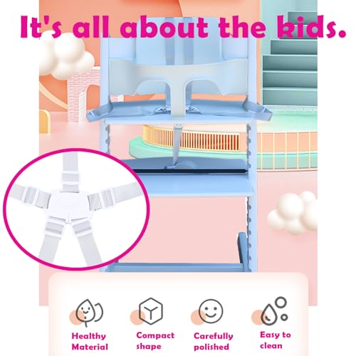 5 Point Harness Seat Belt Strap, High Chair Strap, Harness for Stroller Pushchair Pram Buggy, Shoulder Strap Belts (White) - color: White