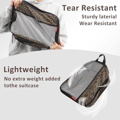 U+U 6 Set Compression Packing Cubes - Ultralight Travel Organizers - color: Leopard, size: 6 Set