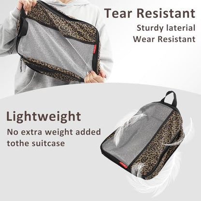 U+U 6 Set Compression Packing Cubes - Ultralight Travel Organizers - color: Leopard, size: 6 Set
