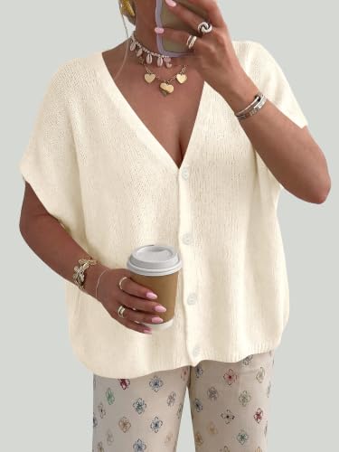 PRETTYGARDEN Womens 2026 Summer Oversized Cardigans Sweaters - color: White, size: X-Large