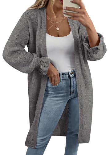 KIRUNDO Long Cardigans for Women Oversized Open Front Coats - color: Dark Grey, size: Medium