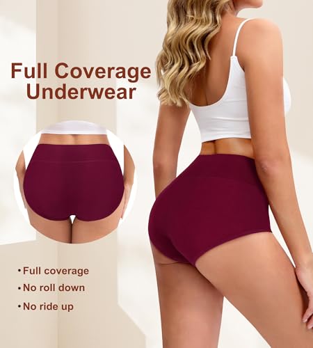 Womens Mid High Waisted Cotton Underwear Breathable Briefs Panties 5 Pack - color: Multicolor-5 Pack-01-a, size: 4X-Large