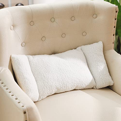 Queekay Fleece Lumbar Support Pillow 3 Section for Office Chair, White - color: White