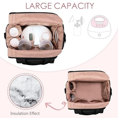 LUXJA Breast Pump Bag Compatible with Spectra S1 and S2, Black - color: Black