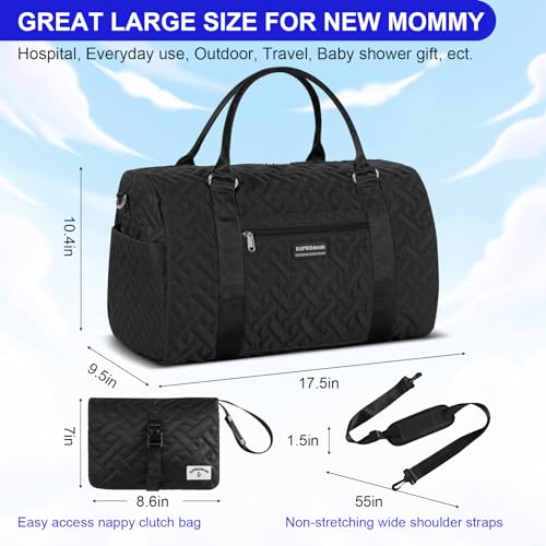 Shoulder Diaper Tote Mommy Bag for Boy Girl Twins - color: Black