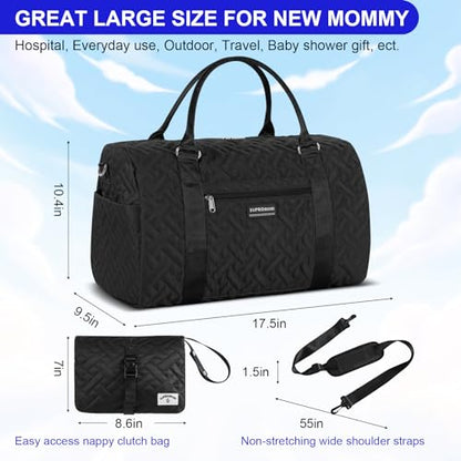Shoulder Diaper Tote Mommy Bag for Boy Girl Twins - color: Black