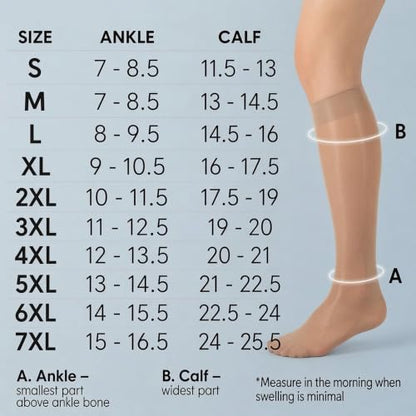ABSOLUTE SUPPORT Women Sheer Compression Socks 20-30mmHg, Nude, X-Large - color: Nude, size: X-Large
