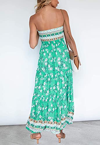 ZESICA Women's 2026 Summer Boho Strapless Maxi Dresses - color: Aqua, size: X-Large