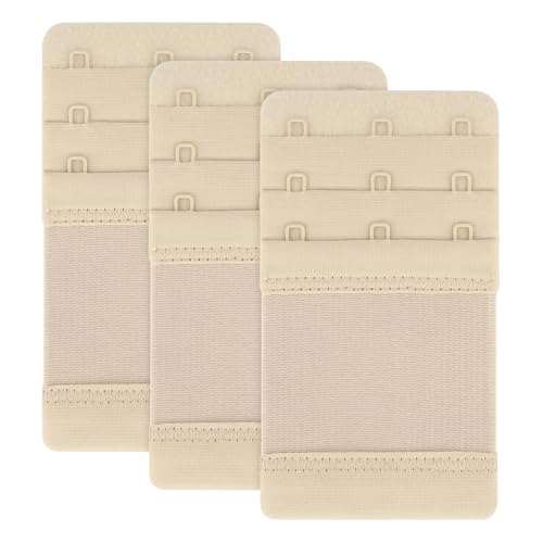 Meliya Women's Bra Extenders 3 Hook, Comfortable Soft Stretchy Back Bra Extension Strap - color: 3pack Skin Color