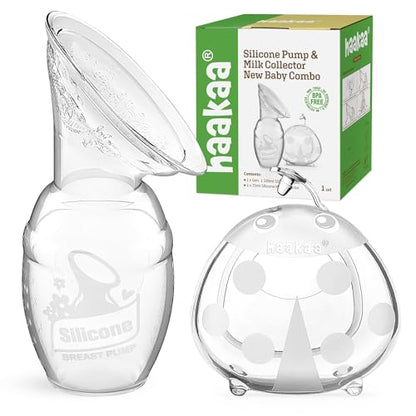 haakaa Manual Breast Pump 4oz/100ml & Ladybug Milk Collector 2.5oz/75ml Set - size: 2 Piece Set
