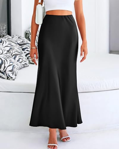 BTFBM Maxi Skirts for Women Business Casual - color: Black, size: Medium