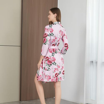 Galabloomer Maternity Robe and Receiving Blanket, Matching Mommy Labor Robe - color: Pink Blg Flower, size: Large