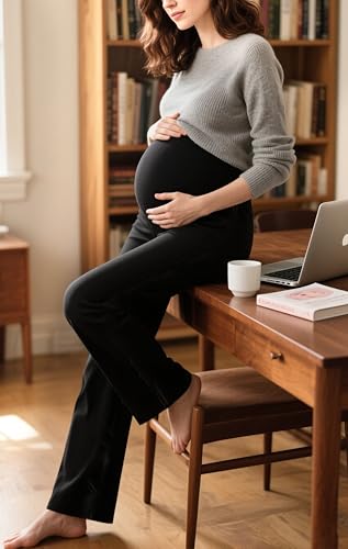Sunzel Maternity Wide Leg Pants for Women, Over Belly Pregnancy Pants - size: Medium