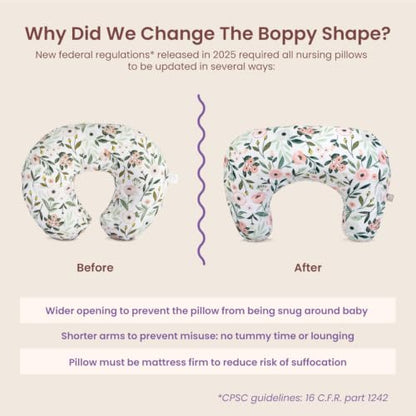 Boppy Nursing Pillow, Safe Ergonomic Breastfeeding & Baby Feeding Support - color: Gray Gentle Leaves