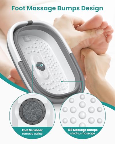 Nekteck Collapsible Foot Soaking Tub for Foot Bath Soak Foot Spa, Grey - color: Grey