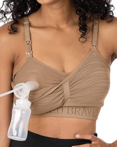 Kindred Bravely Sublime Hands Free Pumping & Nursing Bra, Wireless - color: Latte, size: 2X