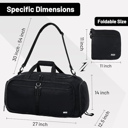 MIER Packable Travel Duffle Bag with Shoe Compartment, 80L, Black - color: Black, size: 80L