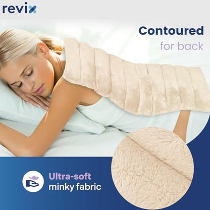 REVIX Extra Large Microwavable Heating Pad for Back, Moist Heat Wrap - color: Beige