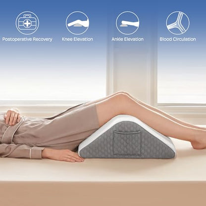 Simpledad Wedge Pillow for Sleeping Leg Pillows After Surgery Pain Relief - color: White 1pcs 8"h