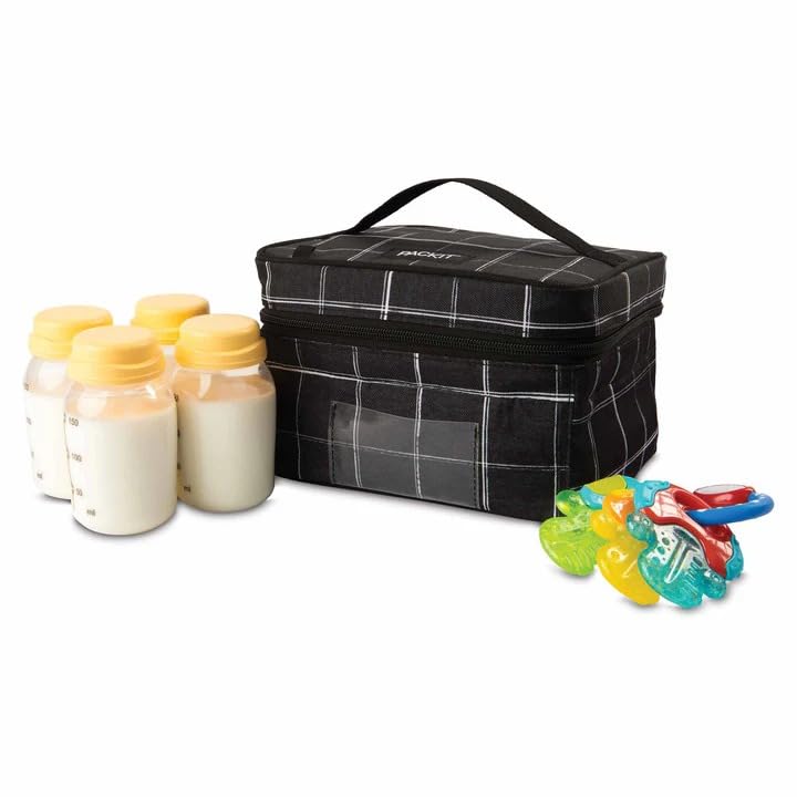 PackIt Freezable Breastmilk Cooler & Formula Cooler, Black Grid - color: Black Grid