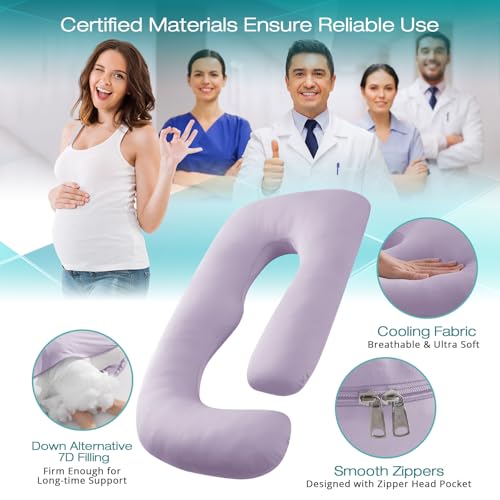 Cooling Pregnancy Pillows for Sleeping, 65'' Full Body Pillow, Lavender - color: Lavender, size: 65 Inch