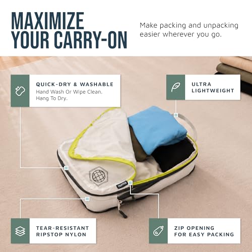 TRIPPED Travel Gear Compression Packing Cubes for Carry-On Travel 6-Pack - color: White and Green, size: 6 Piece