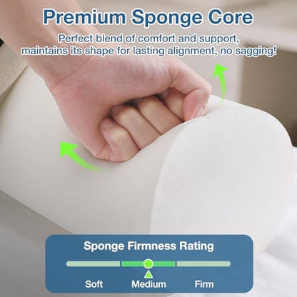 26 x 6 In Full Round Massage Bolster, PU Leather Bolster with Strap Handle - color: 6" Full Round - Blue