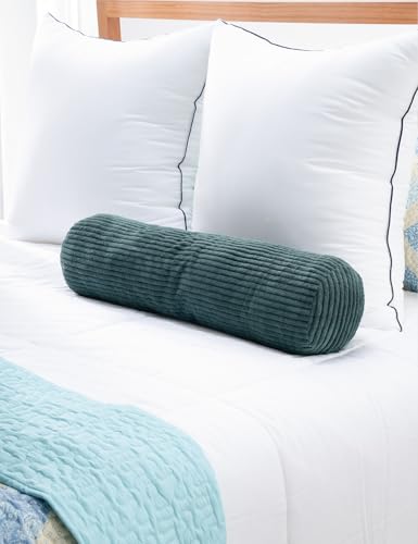 Long Cylinder Pillow Corduroy Lumbar Pillow Neck Roll Throw Pillow - color: Green, size: Medium