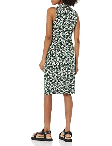 Amazon Essentials Women's Sleeveless Faux Wrap Dress with Crossover Twist Neck - color: Dark Green, Floral, size: Medium