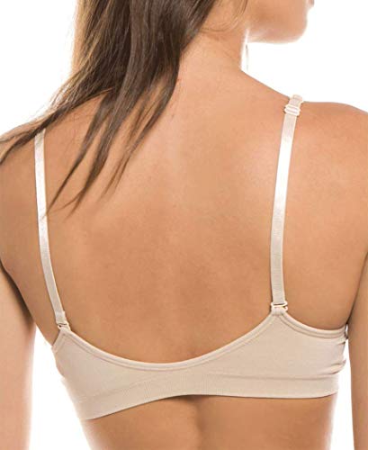Anemone Basic V-Neck Seamless Bralette - color: 1pc: Beige