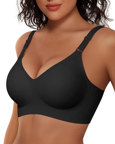 Vertvie Jelly Bra No Underwire Seamless Push Up Full Coverage - color: Black, size: 3X-Large