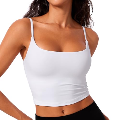 CRZ YOGA Butterlift Scoop Neck Crop Tank Top - color: White, size: Large