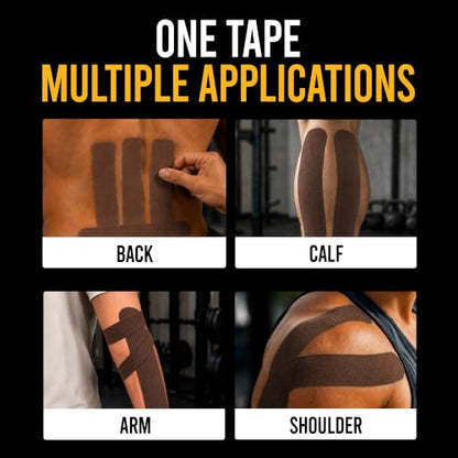 Precut Kinesiology Tape with Tin, 40 Strips 2"×10", Cocoa - color: Cocoa