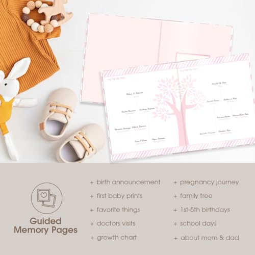 Pearhead First 5 Years Chevron Baby Memory Book and Ink Pad, Pink - color: Pink Chevron Baby Book
