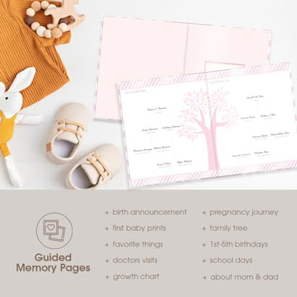 Pearhead First 5 Years Chevron Baby Memory Book and Ink Pad, Pink - color: Pink Chevron Baby Book
