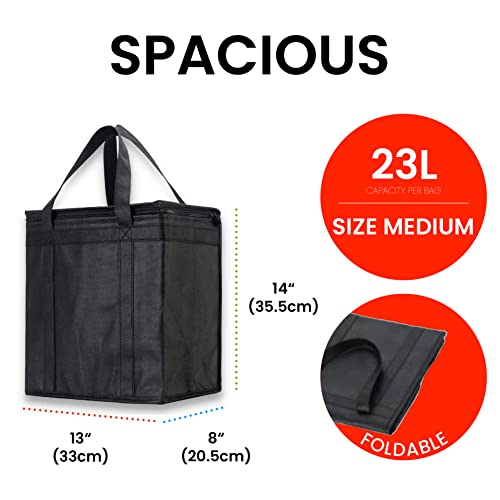 NZ home Insulated Food Bag, Portable Cooler Tote (Medium, Black, 2 Pack) - color: Black, size: Medium