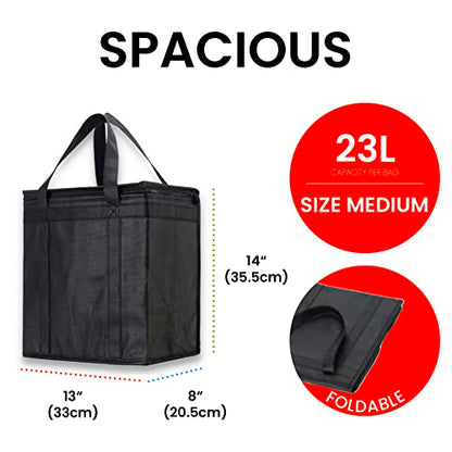 NZ home Insulated Food Bag, Portable Cooler Tote (Medium, Black, 2 Pack) - color: Black, size: Medium