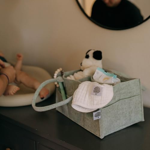 Parker Baby Co. Felt Diaper Caddy Organizer - Large, Sage - color: Sage Green (Heathered Sage Green), size: Large