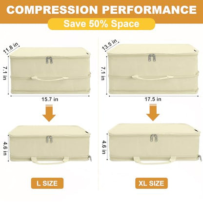 Compression Packing Cubes Travel Packing Suitcase Organizer Bags, Beige - color: Beige, size: Large