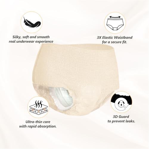 MOLLIS Disposable Period Underwear, Postpartum Panties, XXL, Beige, 16Ct - size: XXlarge(16 Count)